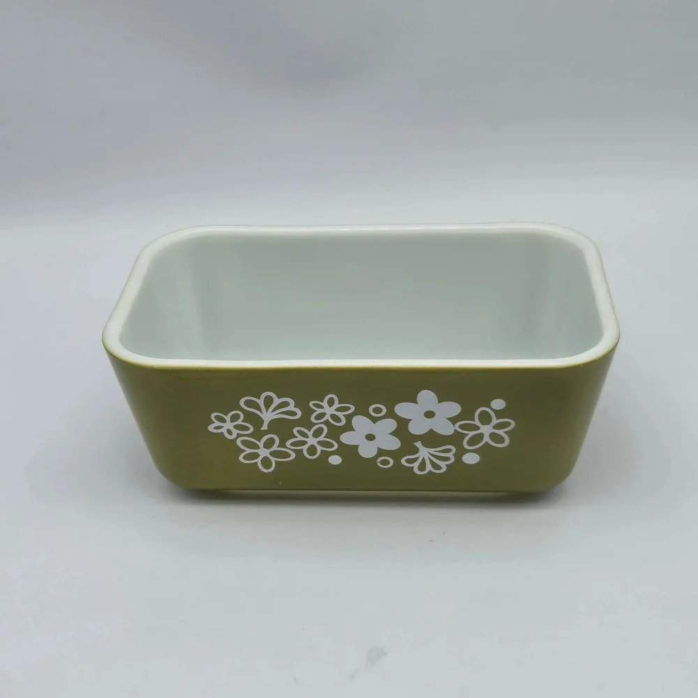 Vintage Pyrex Spring Blossom Refrigerator Dish 502 Crazy Daisy 1.5 Pt No Lid